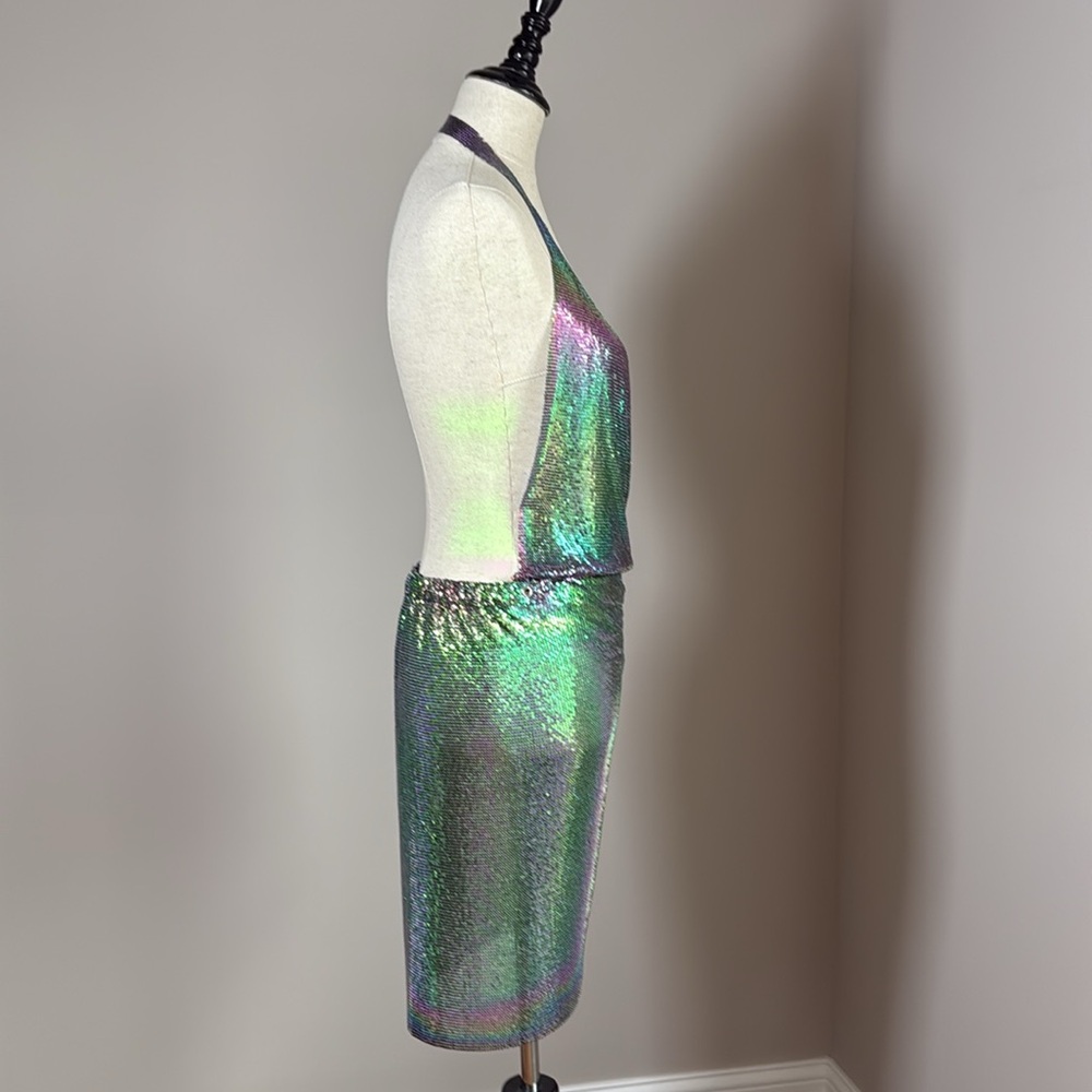 Iridescent Halter Mini Dress - Picture 4 of 4